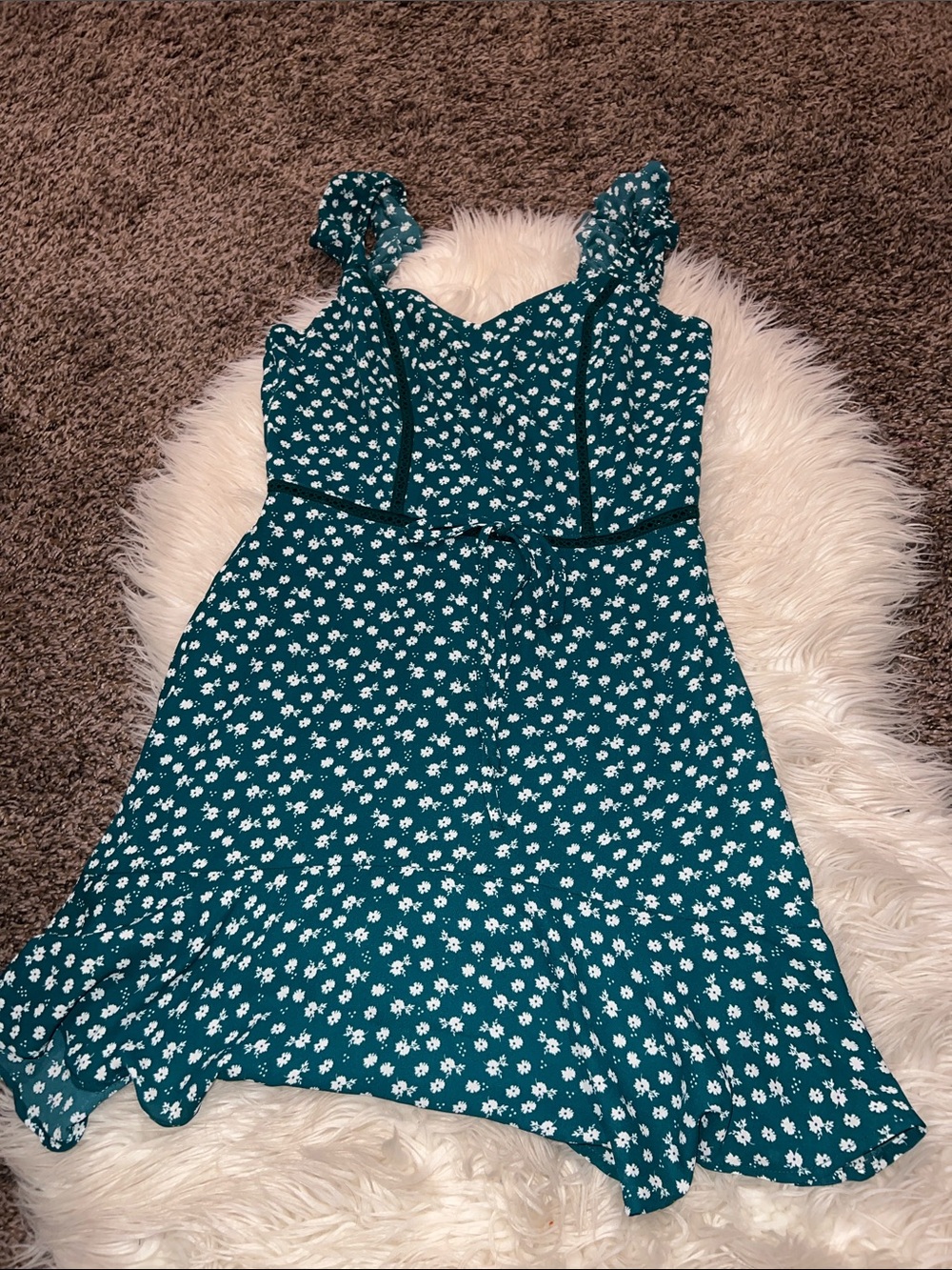 City Triangles Teal Floral Mini Dress